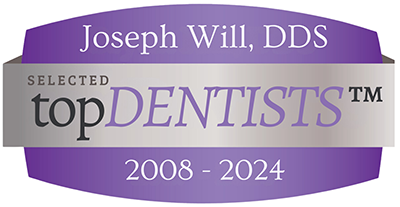 Joseph Will, DDS top dentists award badge 2008-2024 recognition