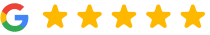 Google logo with five gold stars representing customer ratings for Colorado Periodontal Associates